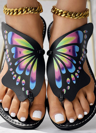 Butterfly Print Round Toe Flip Flops, Comfortable Summer Beach Shoes, Casual Women's Footwear, Perfect For Poolside And Daily Wear