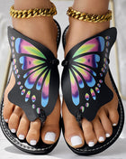 Butterfly Print Round Toe Flip Flops, Comfortable Summer Beach Shoes, Casual Women's Footwear, Perfect For Poolside And Daily Wear