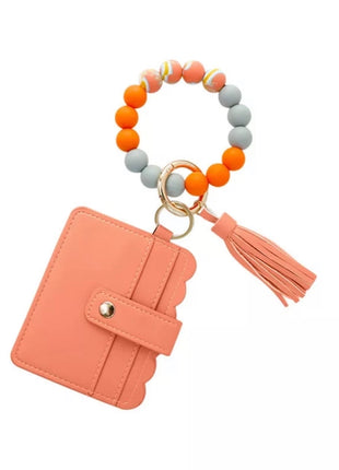 Wallet Wristlet Silicone Bead Tassel Keychains Women Girls