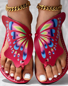 Butterfly Print Round Toe Flip Flops, Comfortable Summer Beach Shoes, Casual Women's Footwear, Perfect For Poolside And Daily Wear