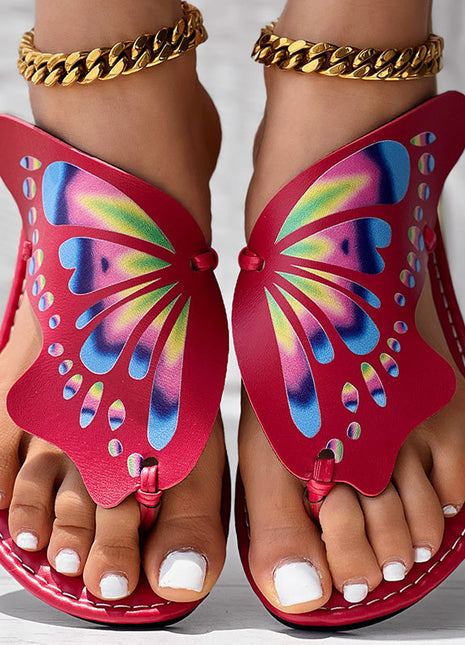 Butterfly Print Round Toe Flip Flops, Comfortable Summer Beach Shoes, Casual Women's Footwear, Perfect For Poolside And Daily Wear