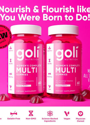 Ultimate Women's Multi Gummies 2-Pack: 13 Essential Vitamins for Healthy Hair, Skin & Nails, Immune Support, and Heart Health - Gluten-Free, Vegan, Non-GMO!