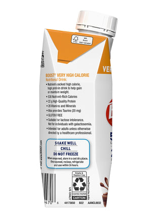 Boost® Very High Calorie Chocolate Nutritional Drink, 8-ounce carton 00043900906584