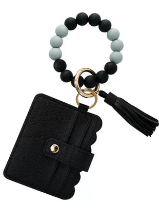 Wallet Wristlet Silicone Bead Tassel Keychains Women Girls