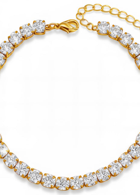 TENNIS" BRACELET, 18K GOLD PLATED STEEL