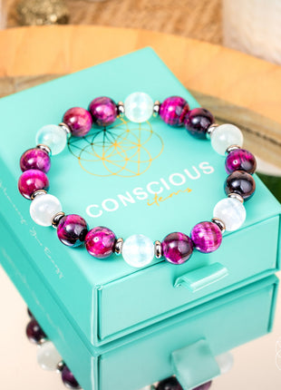 Shape Your Future – Pink Galaxy Tiger’s Eye Bracelet