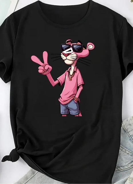 Pink Panther Women's Graphic T-Shirt - All-Season Fashion Top
