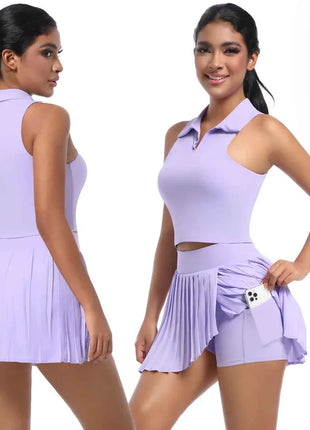 2 PCS Women's Yoga Gym Set Bra & Skirt