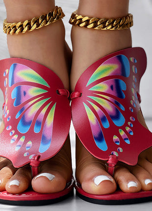 Butterfly Print Round Toe Flip Flops, Comfortable Summer Beach Shoes, Casual Women's Footwear, Perfect For Poolside And Daily Wear