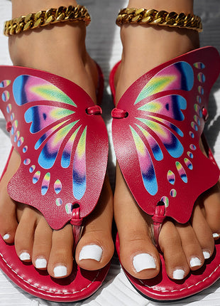 Butterfly Print Round Toe Flip Flops, Comfortable Summer Beach Shoes, Casual Women's Footwear, Perfect For Poolside And Daily Wear