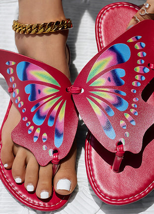 Butterfly Print Round Toe Flip Flops, Comfortable Summer Beach Shoes, Casual Women's Footwear, Perfect For Poolside And Daily Wear