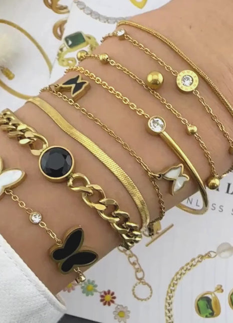 "Butterflies" Bracelet – 18K Gold Plated Steel