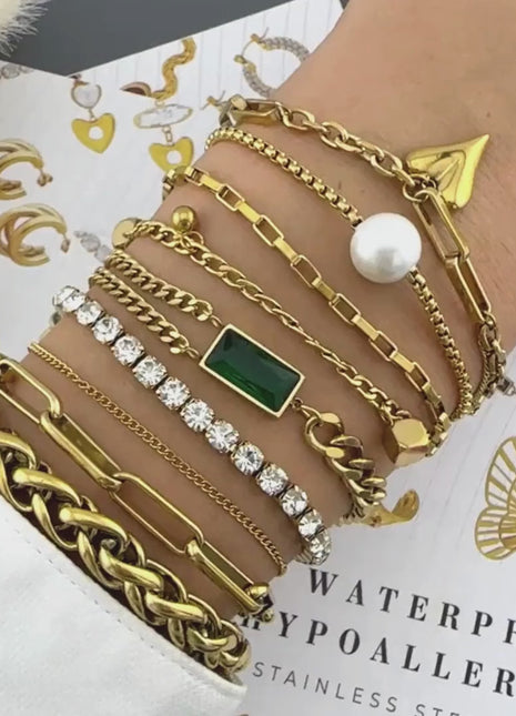 TENNIS" BRACELET, 18K GOLD PLATED STEEL